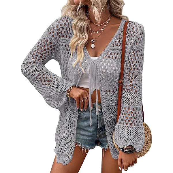 トップス FRONT WAVE CROCHET LIKE KNIT CARDIGAN FRONT WAVE CROCHET LIKE KNIT CARDIGAN