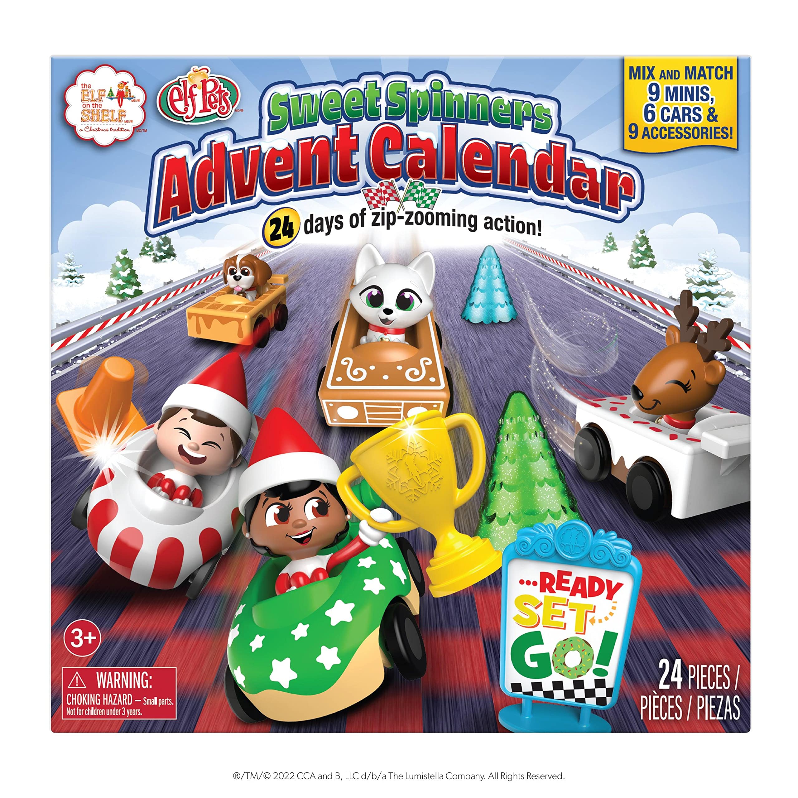 The Elf on the Shelf and Elf Pets Mini Sweet Spinners Advent Calendar 2023 for Kids - Includes 24 Playable Mini Figures - New Toy for Every Day of Christmas - For Ages 3 Years and Above