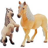 Gemini&Genius Horses Toy for Kids, Farm Premium Horse Animal Playset, Mare with Horse Cub Family Action Figures Party Favors Supplies, Party Cupcake Toppers, Birthday Gifts for Kids