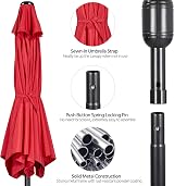 Yaheetech Garden Parasol Umbrella 2.7M Patio Crank Tilt 8 Ribs Red view 6