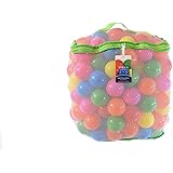 FIRAA Pack of 200 Plastic Ball Pit Balls in 6 Bright Colors - Crush Proof - Phthalate Free - BPA Free - Non Toxic - 2.3 inches Diameter with Reusable Storage Bag - Perfect for Tents - Kids & Babies