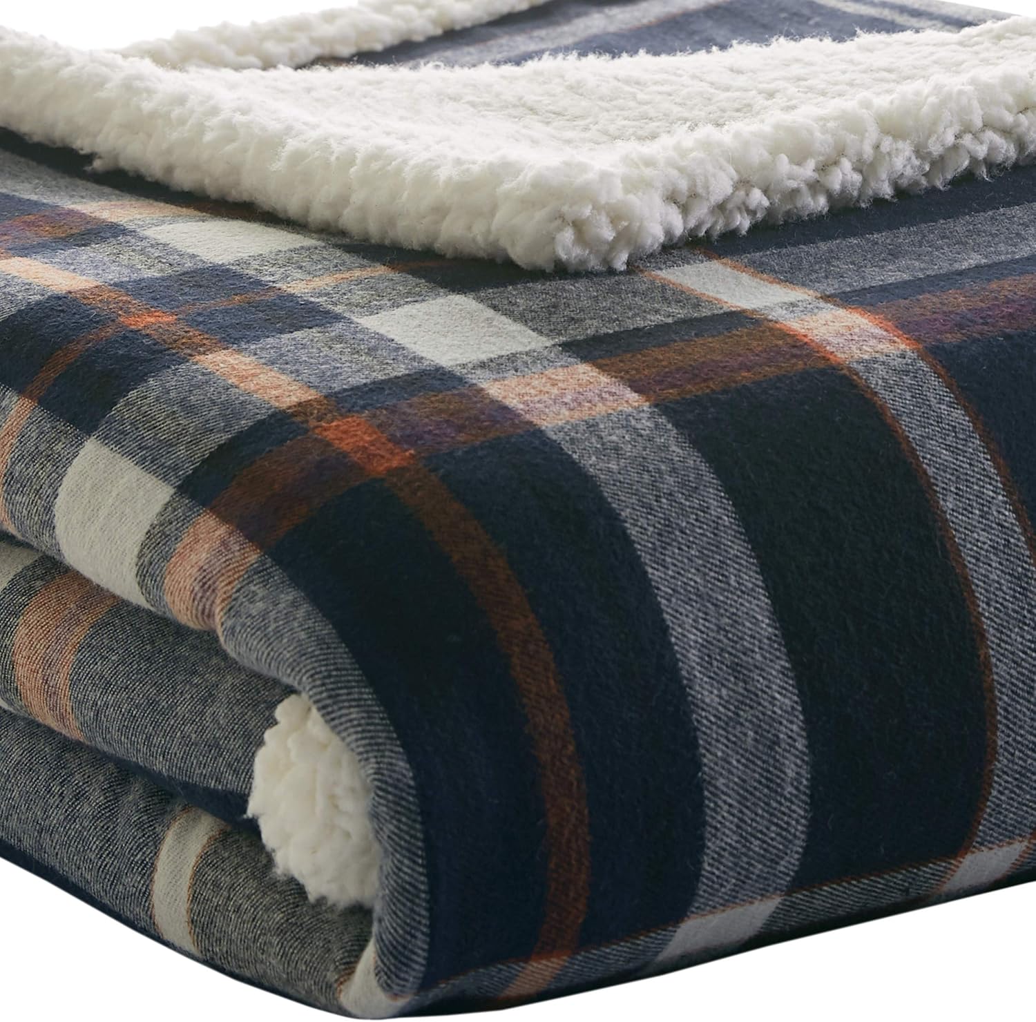 Eddie Bauer | Flannel Collection | Throw Blanket-Reversible Sherpa Fleece Cover, Soft & Cozy, Perfect for Bed or Couch, Cabin Red: Home & Kitchen