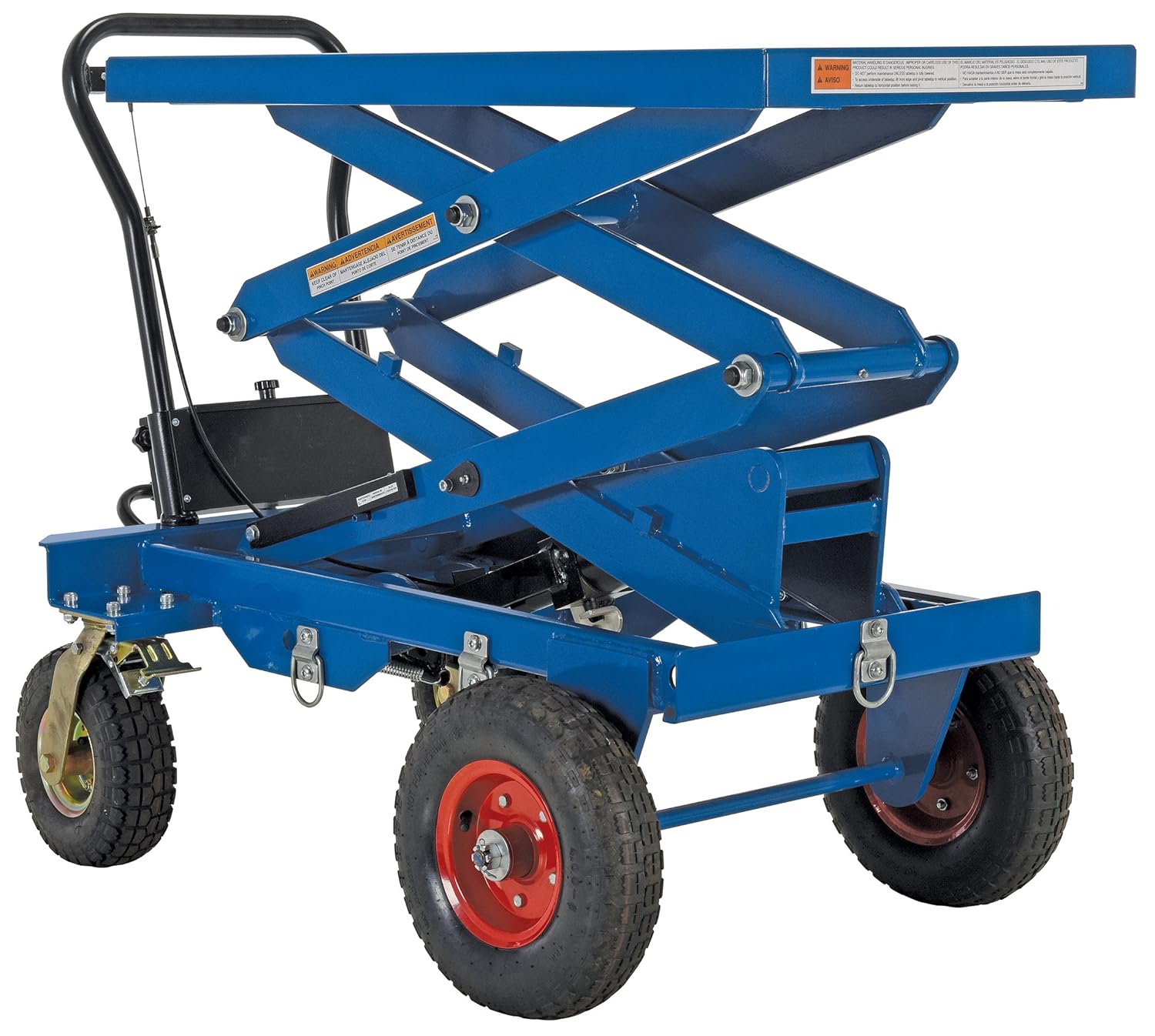 Vestil CART-PN-600-D Pneumatic Tire Cart, Double Scissor 600 lb. Capacity