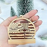Disc Golf Ornament, Disc Golf Christmas Ornament 2025, Basket Throw Frisbee Xmas Home Decorative Hanging Ornaments for Sport Fans, Players, Xmas Tree Decor Pendants Christmas Decoration Wood 3.5''