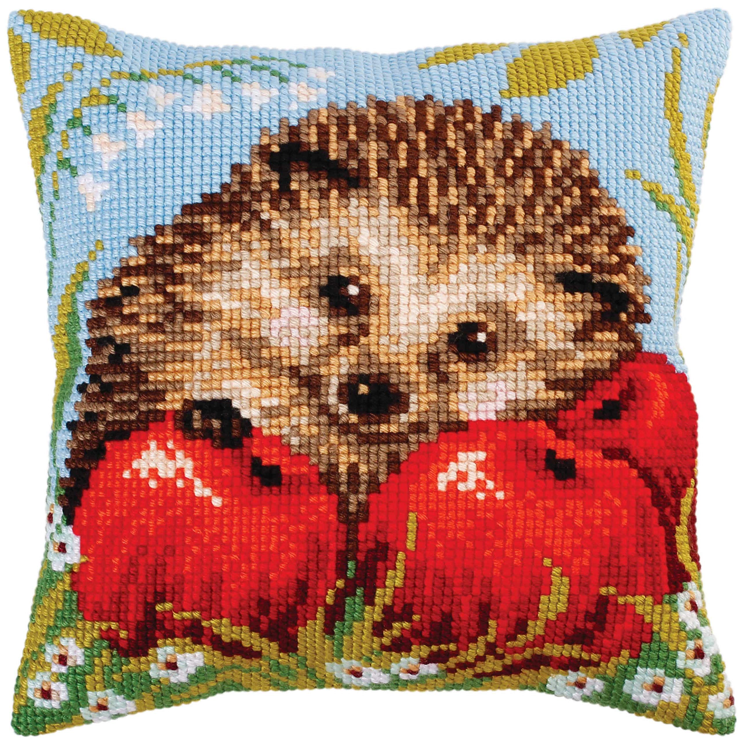 Collection d'Art Cross Stitch Kit: Cushion kit:Hedgehog with apples