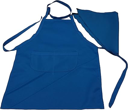 Amazon 子供用エプロン 三角巾 青 L 着丈55cm 適用身長100cm 130cm 6 8歳 男女児兼用 キッズエプロン 帽子 セット キッチン 子供 エプロン 男子 女子 R H A K エプロン 通販