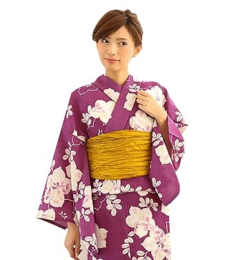 Amazon 浴衣 レディース レトロ かわいい 大人 紫 桔梗 蔦 Yukata