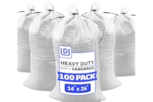 DURASACK Heavy Duty Sand Bags with Tie Strings Empty Woven Polypropylene Sand-Bags for Flood Control with 1600 Hours of UV Pr