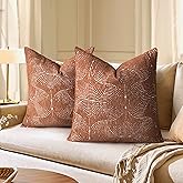 AELS Boho Decorative Textured Throw Pillow Covers 22x22, Modern Mid Century Rainbow Tufted Pillow Case, Farmhouse Rustic Geometric Woven Cushion Case for Bed Couch Sofa, Burnt Orange