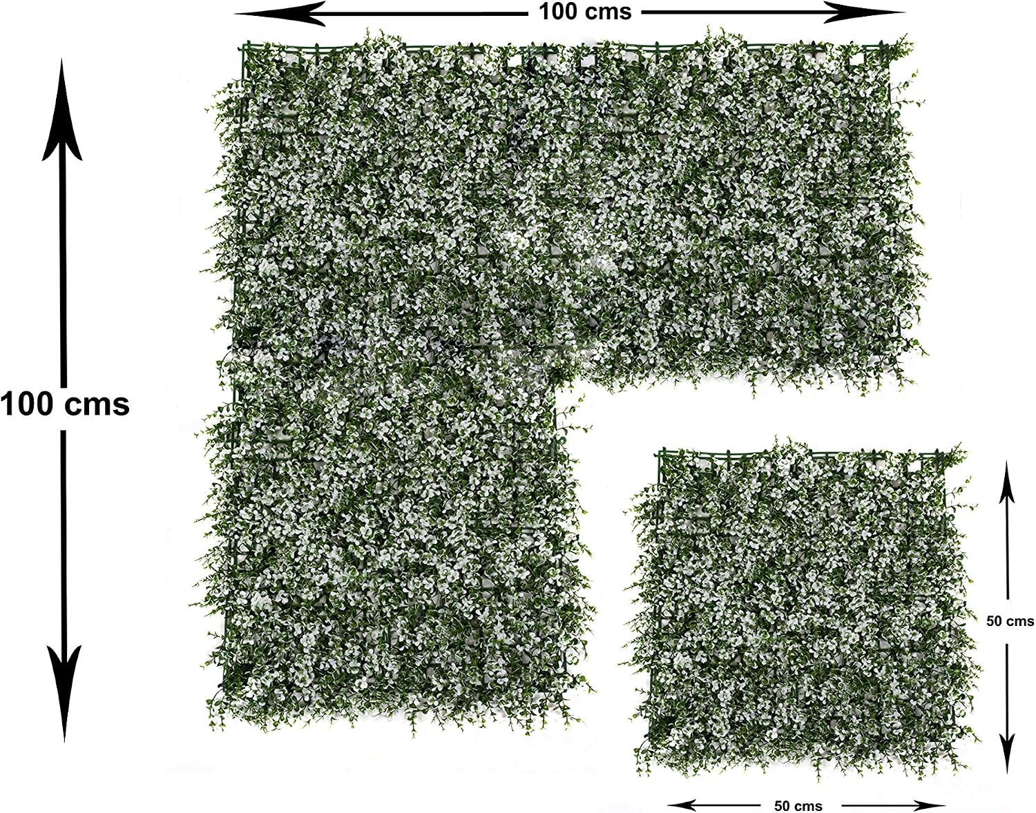 GreenBrokers Artificial Green Wall Hedge with Small White Leaf Foliage (Pack of 4) - UV Stable Vertical Garden - Image 3