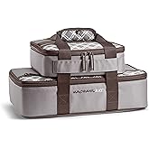 Rachael Ray Lugger Duo, Insulated Casserole Carrier for Hot or Cold Food, Thermal Lasanga Lugger Tote for Pockluck, Parties, Picnic, and Cookouts, Fits 9" x 13" Baking Dish, Sea Salt Grey