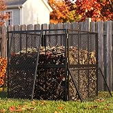 SUNYRISY Large Metal Compost Bin Outdoor with Lid, 234 Gallon Black | 38 x 38 x 38 in Metal Composter Bin with Rust-Proof Coating, Easy Assembly Compost Bin for Yard, Kitchen Waste, Leaves