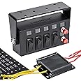 LAMPHUS SWBX42 12V Rocker Switch Box [4 x 15A ON/Off] [2 x 5A Momentary] [70 Amp Max.] [Backlit LED] 12 Volt DC SPST Rocker Toggle Switch Panel Box for Auto Automotive Lights Car Marine Boat Truck