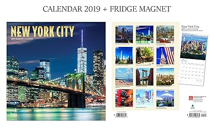 Calendario de Nueva York City 2019 + imán para nevera de Nueva ...