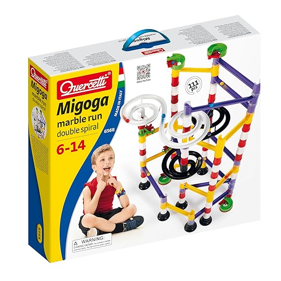 Quercetti Migoga Double Spiral Kugelbahn Murmelbahn mit Doppelspirale 108 tlg