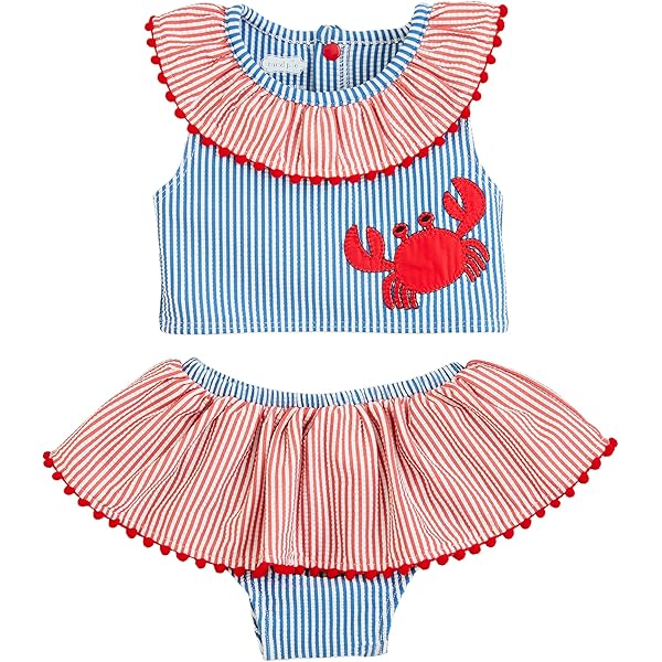 Mud Pie Girls' Sailboat Swimwear Cover Up Romper - Terry Cloth Hooded Cover-Up, Size 6-9M