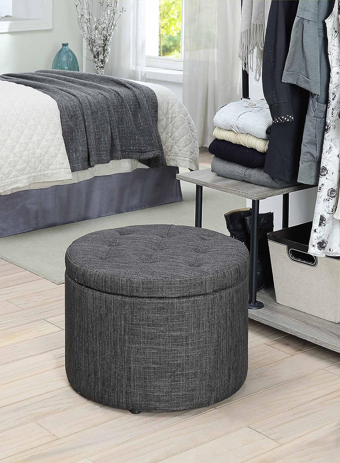 Best tufted ottoman round gray