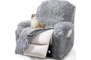 JOKIVTOU Recliner Chair Covers 4-Pieces Reclining Chair Slipcovers with Pocket& Elastic Bottom, Soft Feel Fitted Lazy Boy Sofa Couch Cover Washable, Stretch Recliner Furniture Protector