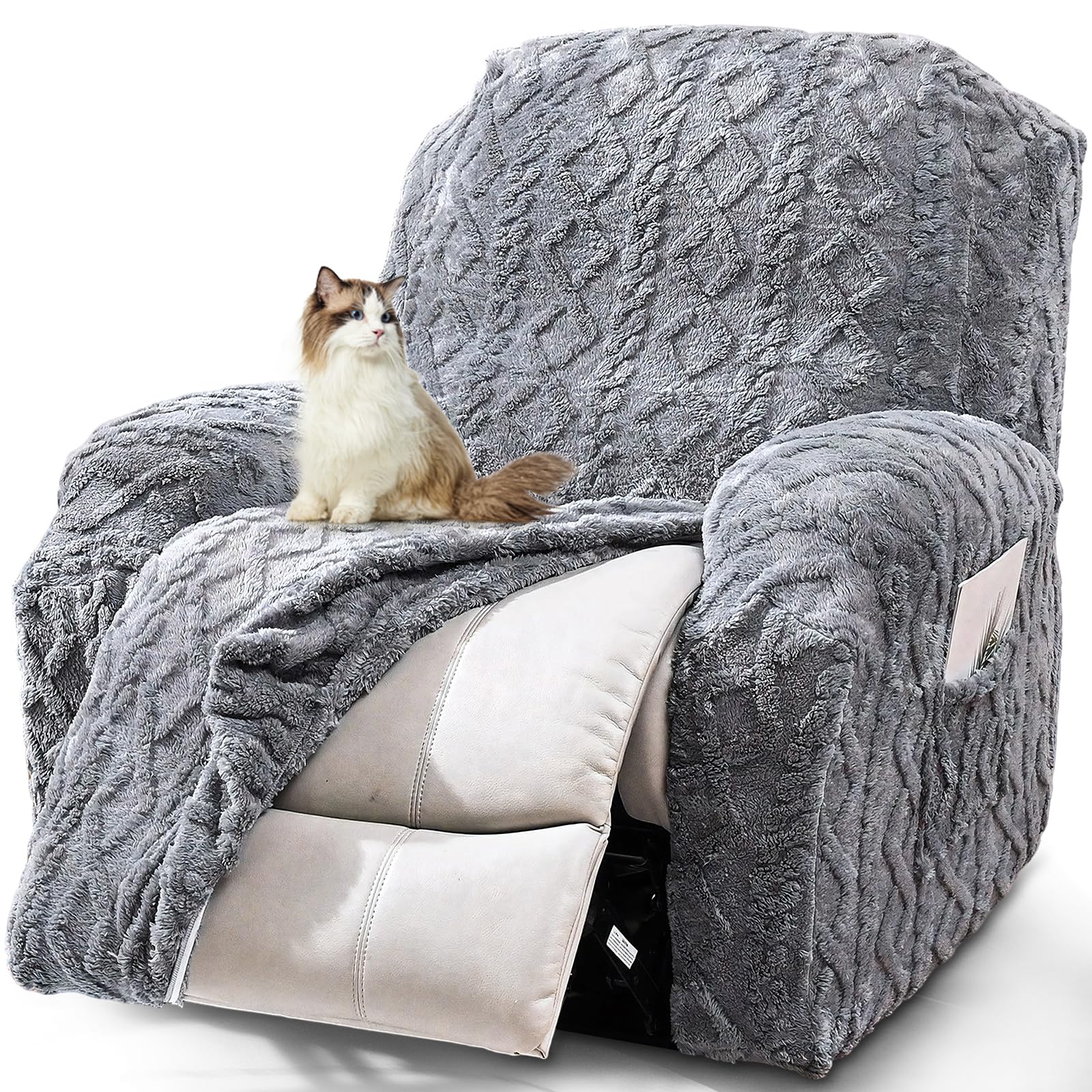 Photo 1 of JOKIVTOU Recliner Chair Covers 4-Pieces Reclining Chair Slipcovers with Pocket& Elastic Bottom, Soft Feel Fitted Lazy Boy Sofa Couch Cover Washable, Stretch Recliner Furniture Protector