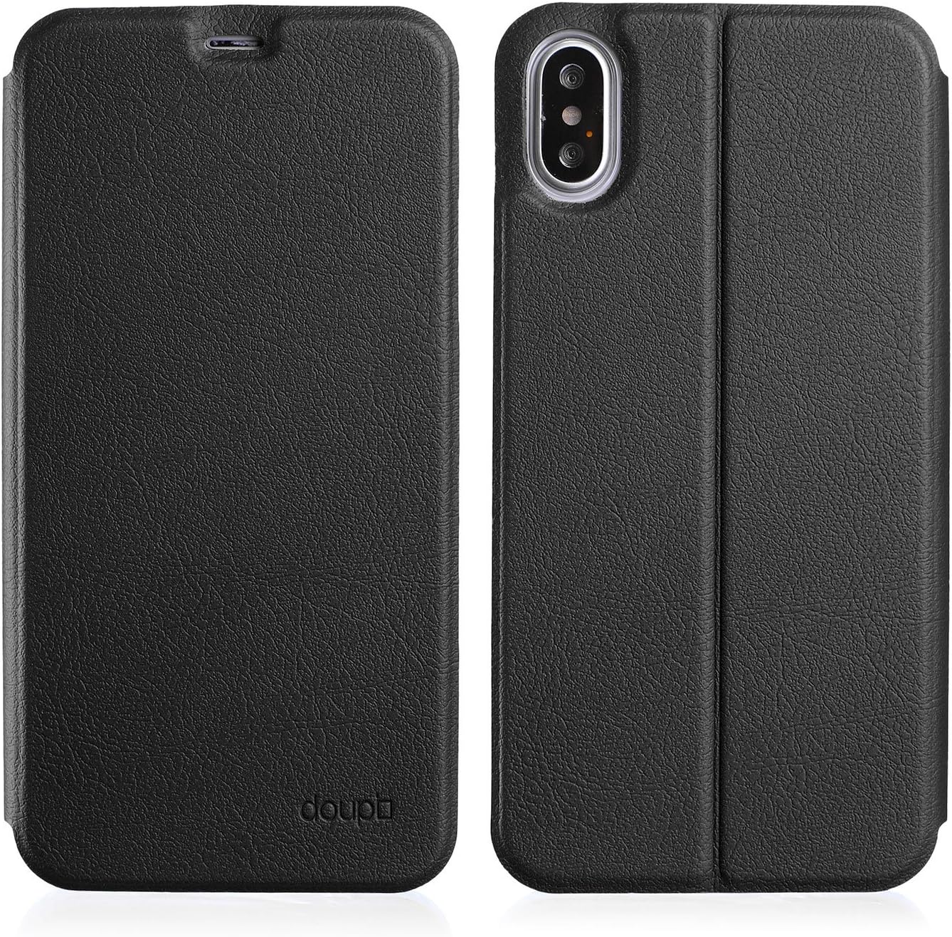 doupi Flip Cover for iPhone X/Xs 5.8 inch, Magnet Protective Flip Case Book Style Screen Protector Stand, black - Image 3