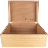 Blake &amp; Lake Wooden Keepsake Box with Lid - Blonde Catchall Wood Storage Box - Treasure and Gift Box for Home - Decorative boxes with hinged lid - Large Oak Boxes (White Oak)