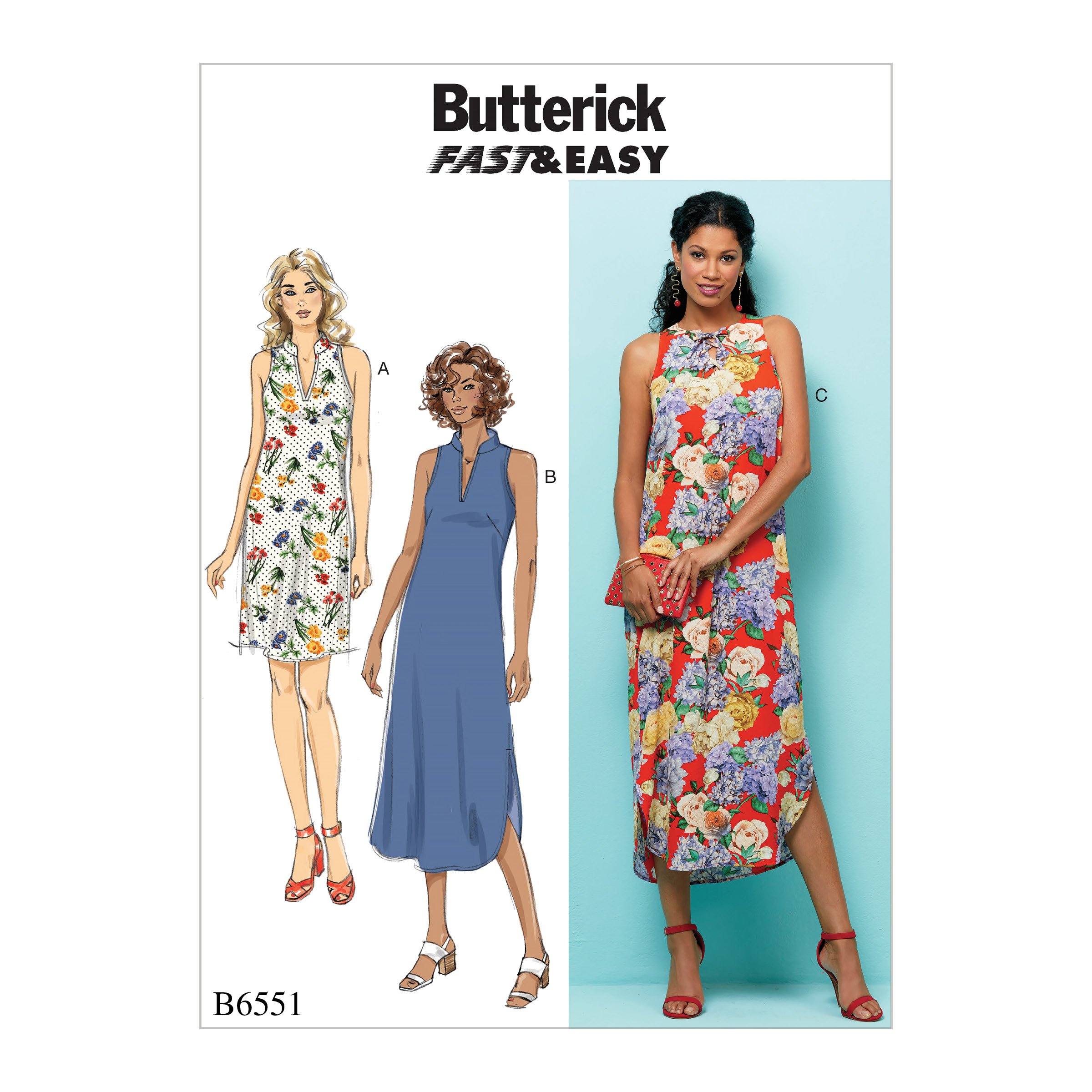 Butterick Patterns 6551 ZZ Sizes Large - 2X-Large Misses Dress, Tissue, Multi-Colour, 17.00 x 0.5 x 22.00 cm