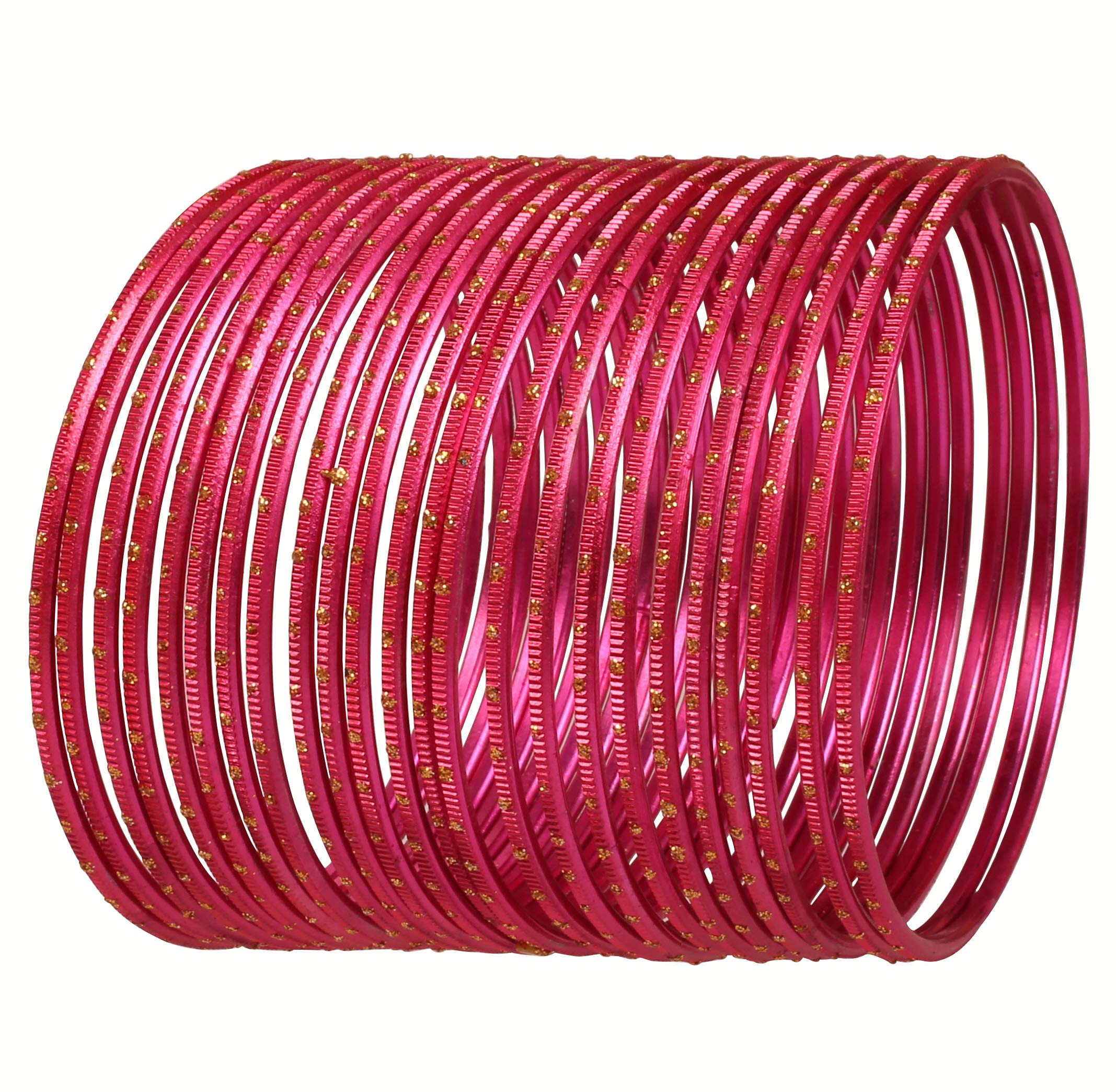 NEW! Touchstone "Colorful 2 Dozen Bangle Collection" Indian Bollywood Alloy Metal Textured Burgundy Designer Jewelry Special Large Size Bangle Bracelets Set Of 24 In Antique Gold Tone For Women