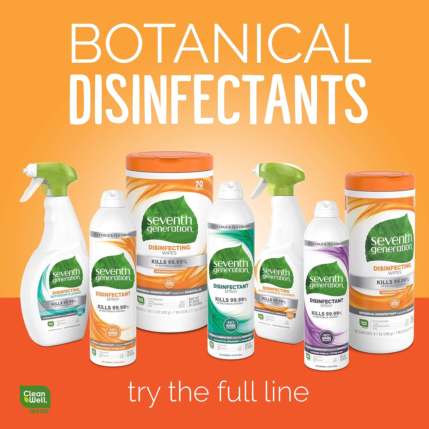 Seventh Generation Disinfecting Multi Surface Wipes, Botanical Disinfectant, 70 Count, Pack of 6: Health & Personal Care