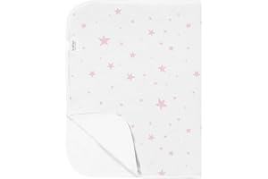 Kushies Baby Deluxe Flat Waterproof Changing Pad Liners, "20 x 30", White w/Pink Stars
