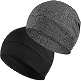 EINSKEY 100% Cotton Beanie Hat, 2-Pack Unisex Skull Cap Helmet Liner for Running Cycling Skiing Sleeping Chemo Headwear