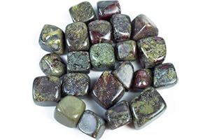 BEZAVO Dragon Bloodstone Tumbled Crystals Bulk Polished Rocks Stones Healing Crystals and Stones for Tumbling Rock Collection Vase Filler Reiki Gemstone Gifts Fountain Tumbles | Size 20-25 mm, 1lb