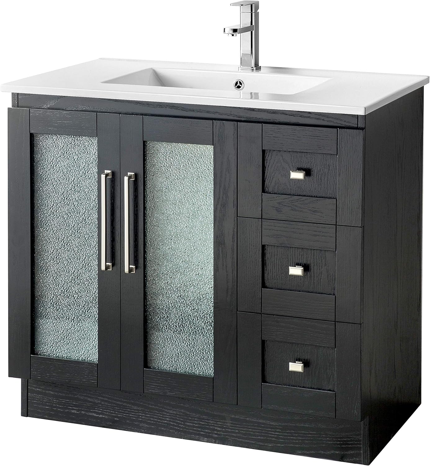 Elimaxs 36 Bathroom Vanity Solid Wood Black Oak Cabinet