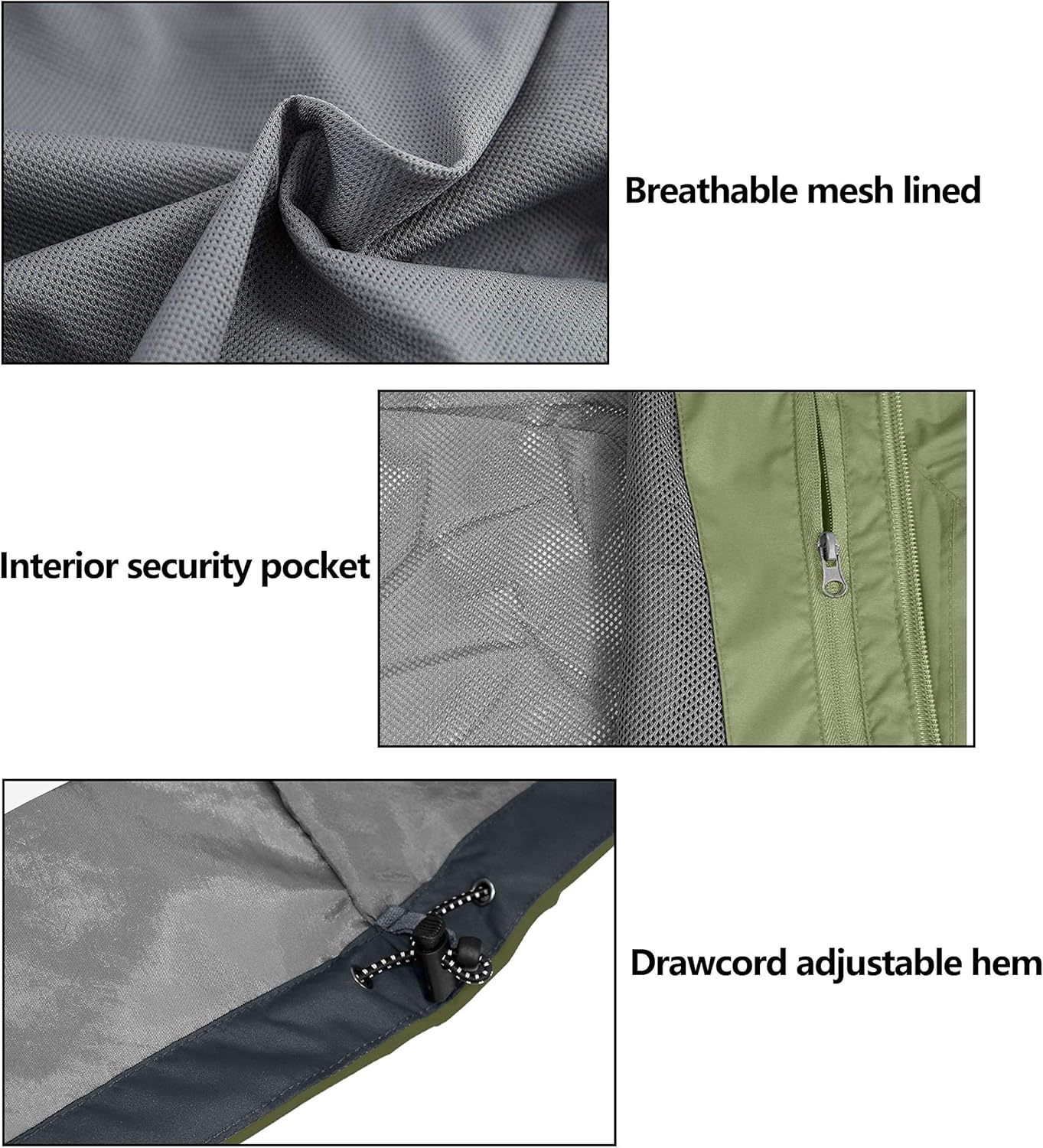 Little Donkey Andy Men's Waterproof Rain Jacket Outdoor Lightweight Rain Shell Coat for Hiking, Travel: Clothing