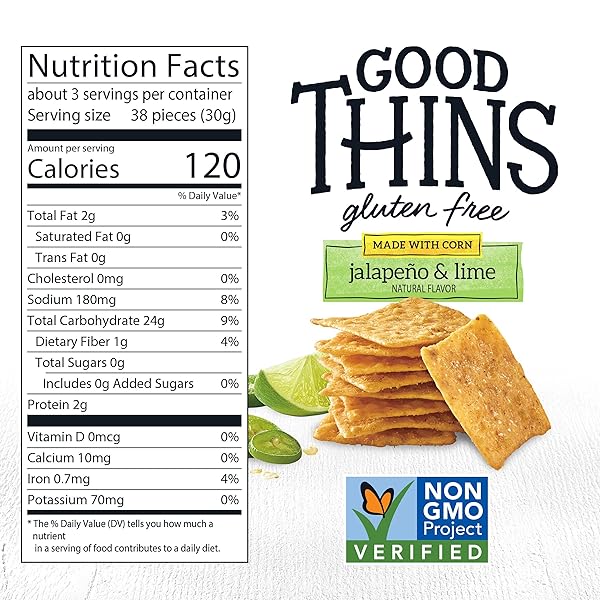 GOOD THINS JALAPEÑO & LIME CORN & RICE SNACKS GLUTEN FREE CRACKERS, 3.5 OZ
