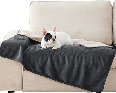 LE SURE Waterproof Dog Blanket 120x100cm Fleece Reversible Grey Black