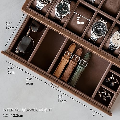 Tawbury Luxury Watch Cases For Men TAWBURY 12 Slot Watch Box With
