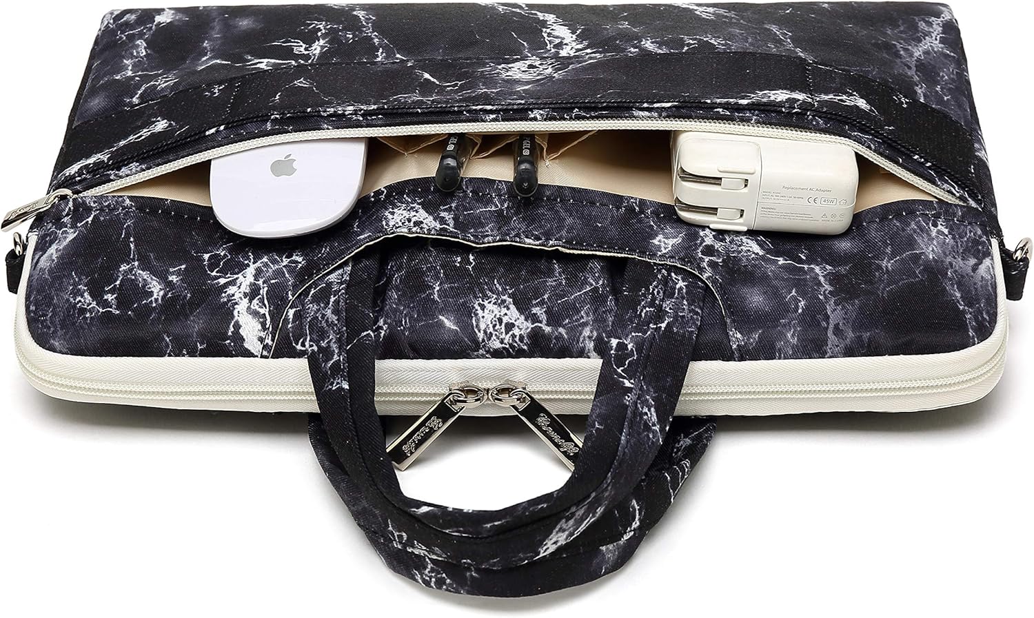 Canvaslife Black Marble Pattern 15 inch Waterproof Laptop Shoulder Messenger Bag Case with Rebound Bubble Protection for 14 inch-15.6 inch Laptop 15 Case Bag: Computers & Accessories