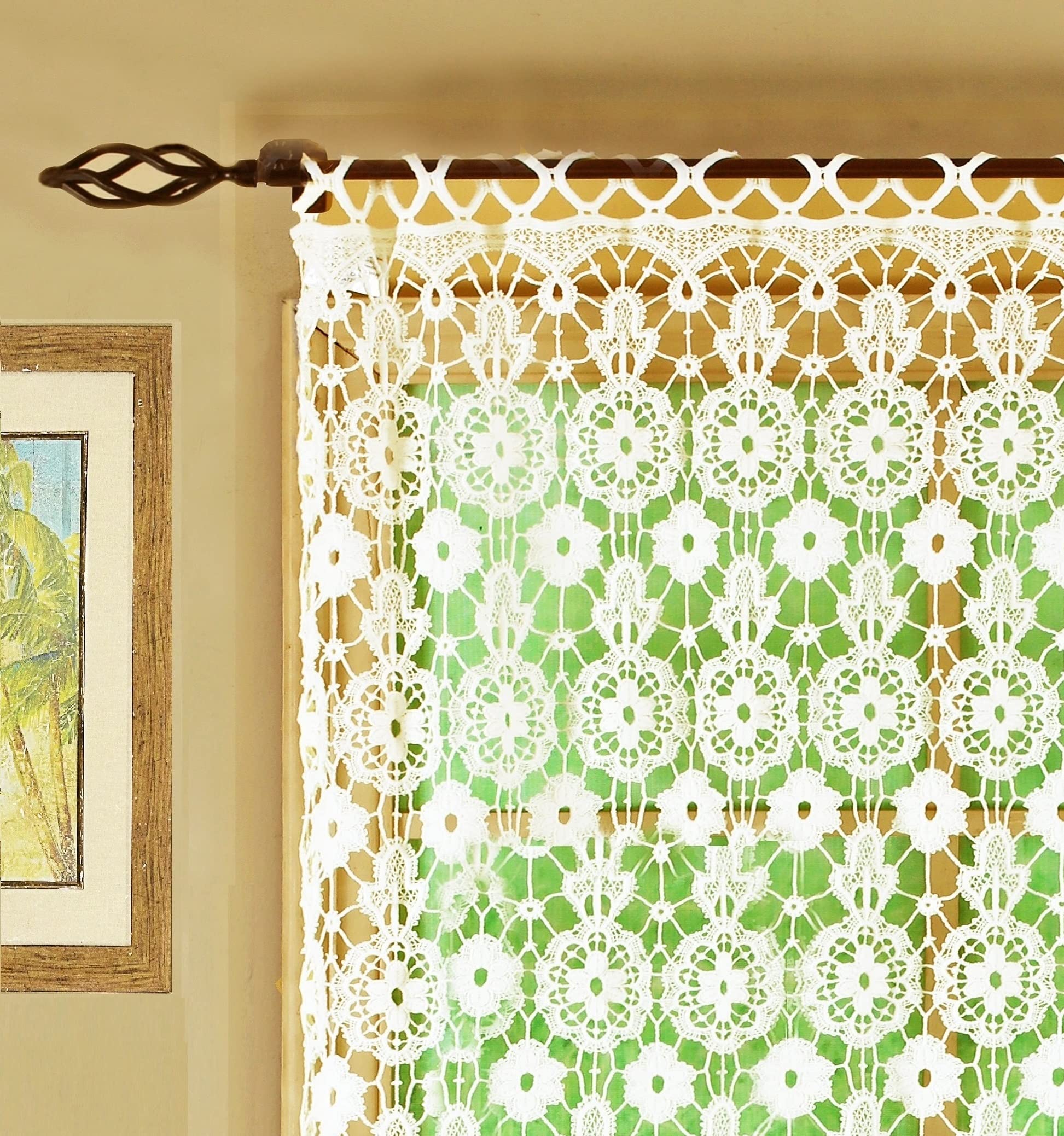 Today's Curtain Medallion Macramé Panel 63",Ecru,48W x 63L — image 1