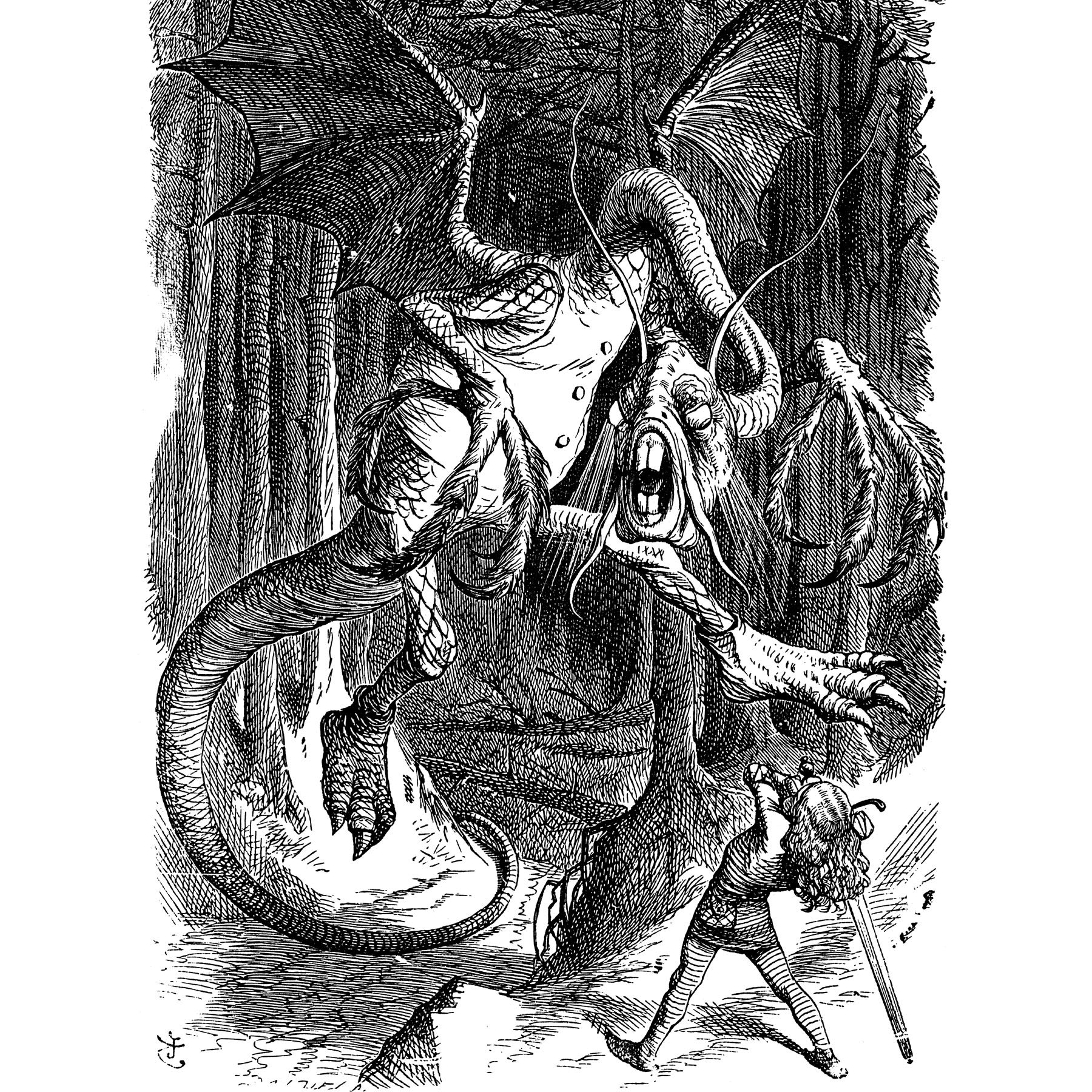 Tenniel Jabberwocky Carroll Poem Book Illustration Large Wall Art Poster Print Thick Paper 18X24 Inch