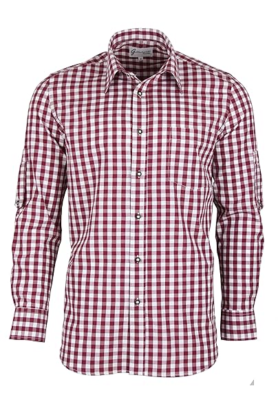 Goldschmidt Trachten Trachtenhemd kariert in 6 Farben Gr. XS-XXXL mit Krempelärmeln Deutscher Hersteller