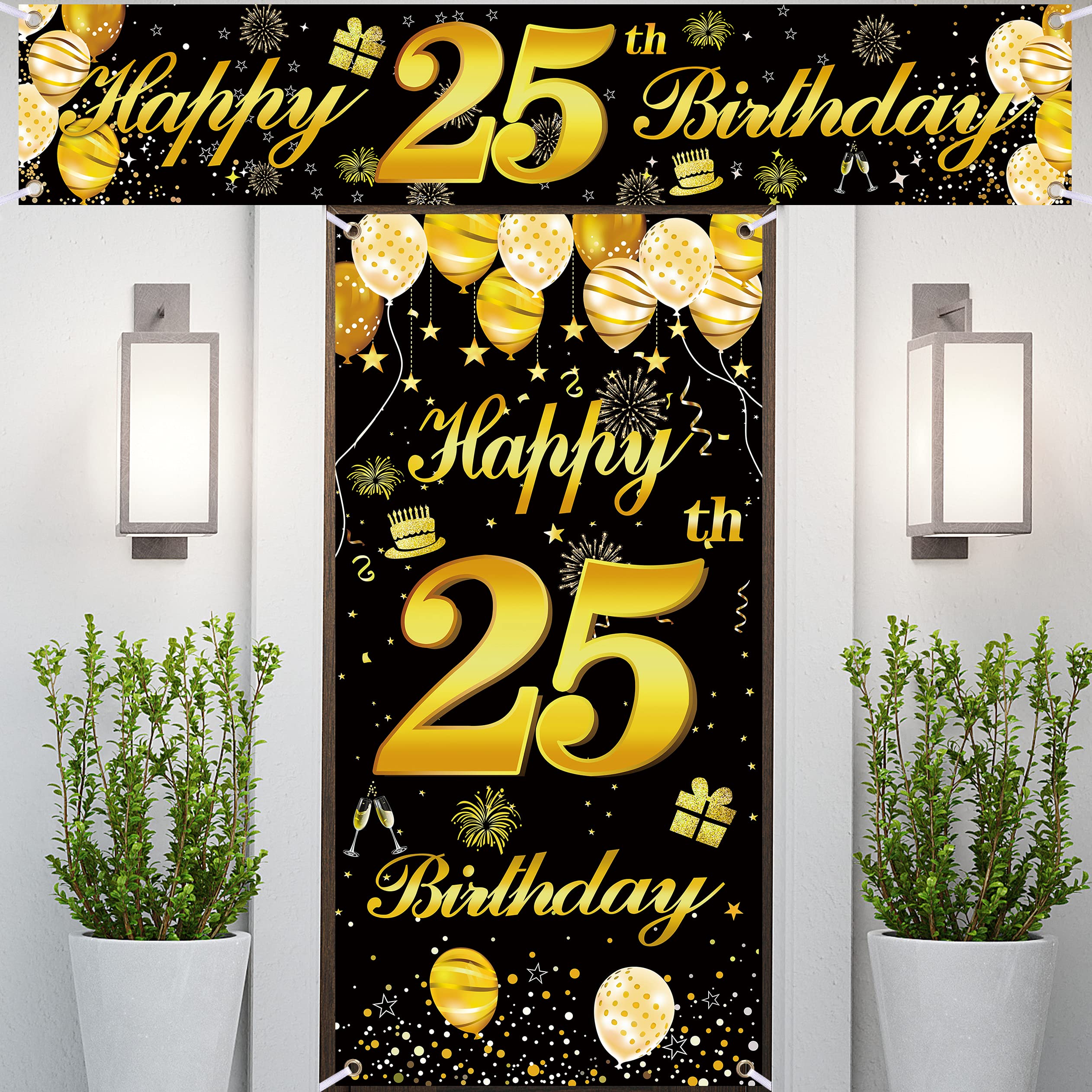 25th Happy Birthday Door Banner IMISI Birthday Decorations Birthday Backdrop Decorations for a Party