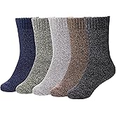 MQELONG Womens 5 Pairs Soft Thick Comfort Casual Cotton Warm Wool Crew Winter Socks