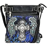 Justin West Camouflage Tree Branches Bling Rhinestone Cross Wings Handbag Purse Messenger Bags and Wallets