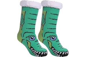 LINEMIN Girls Boys Warm Slipper Socks Child Cozy Soft Fleece Lined Thick Sherpa Winter Indoor Christmas Socks