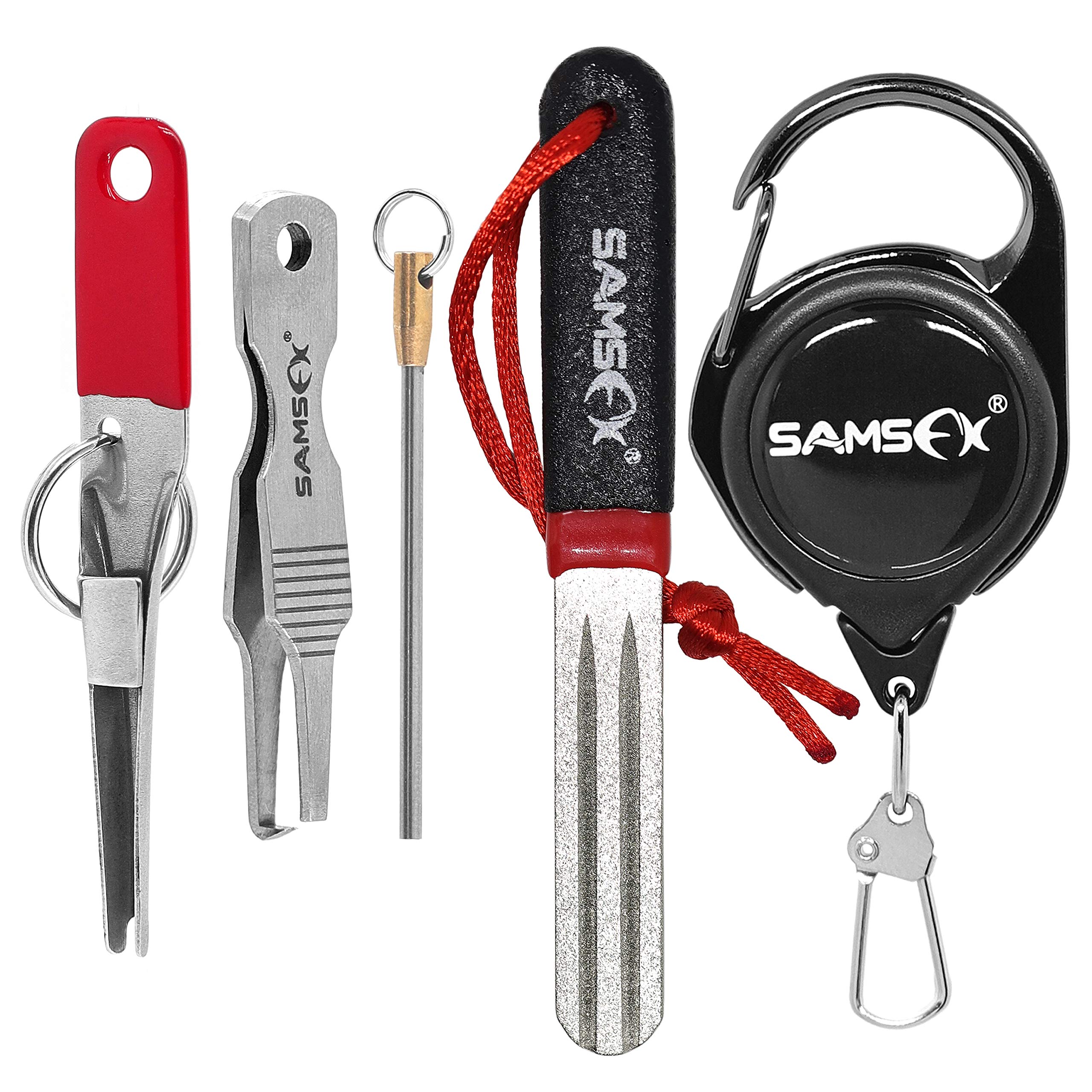 SAMSFX FISHING Quick Knot Tool, Hook Sharpener, Split Rings Opener and Upper Bait Aid Tools Combo