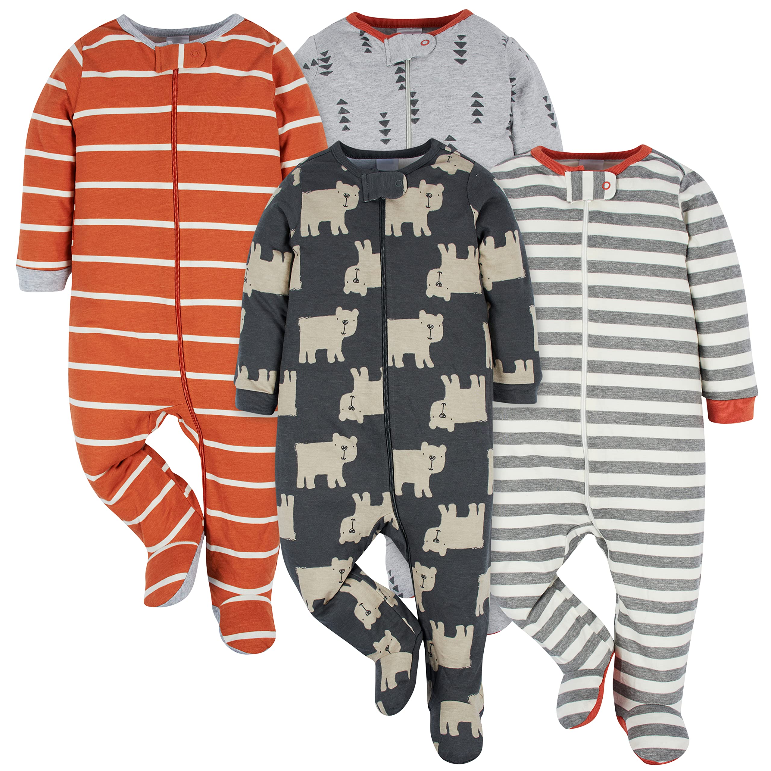 Photo 1 of Onesies Brand Baby Boys 4-Pack Sleep 'N Plays Footies, Bear, 3-6 Months