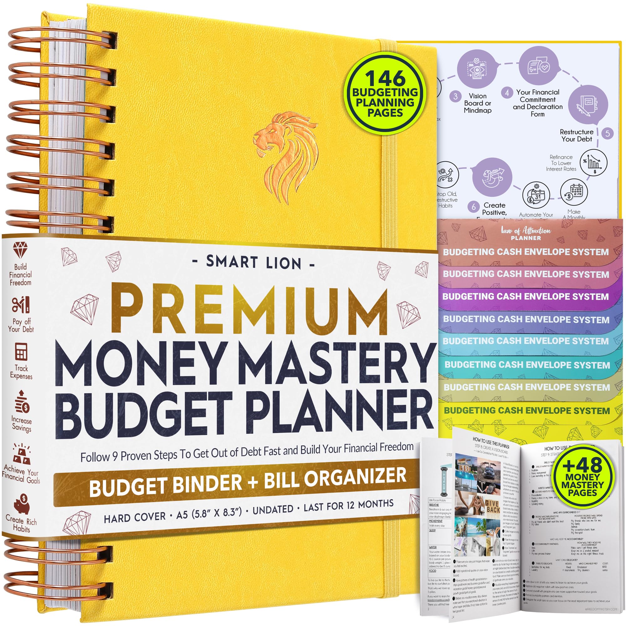 Budget Planner and Monthly Bill Organizer + Cash Envelope Buget Sytem | Finance Planner, Bill Payment Tracker & Money Saving with Panduo App | Money Mindset Journal for Attracting Financial Abundance