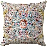 Ethnic Boho Pillow Covers 18X18 Inch Turkish Carpet Tribal Pattern Pillowcase Super Soft Oriental Bohemian Decorative Cushion Covers for Living Room Bedroom Bed Cushion Outdoor
