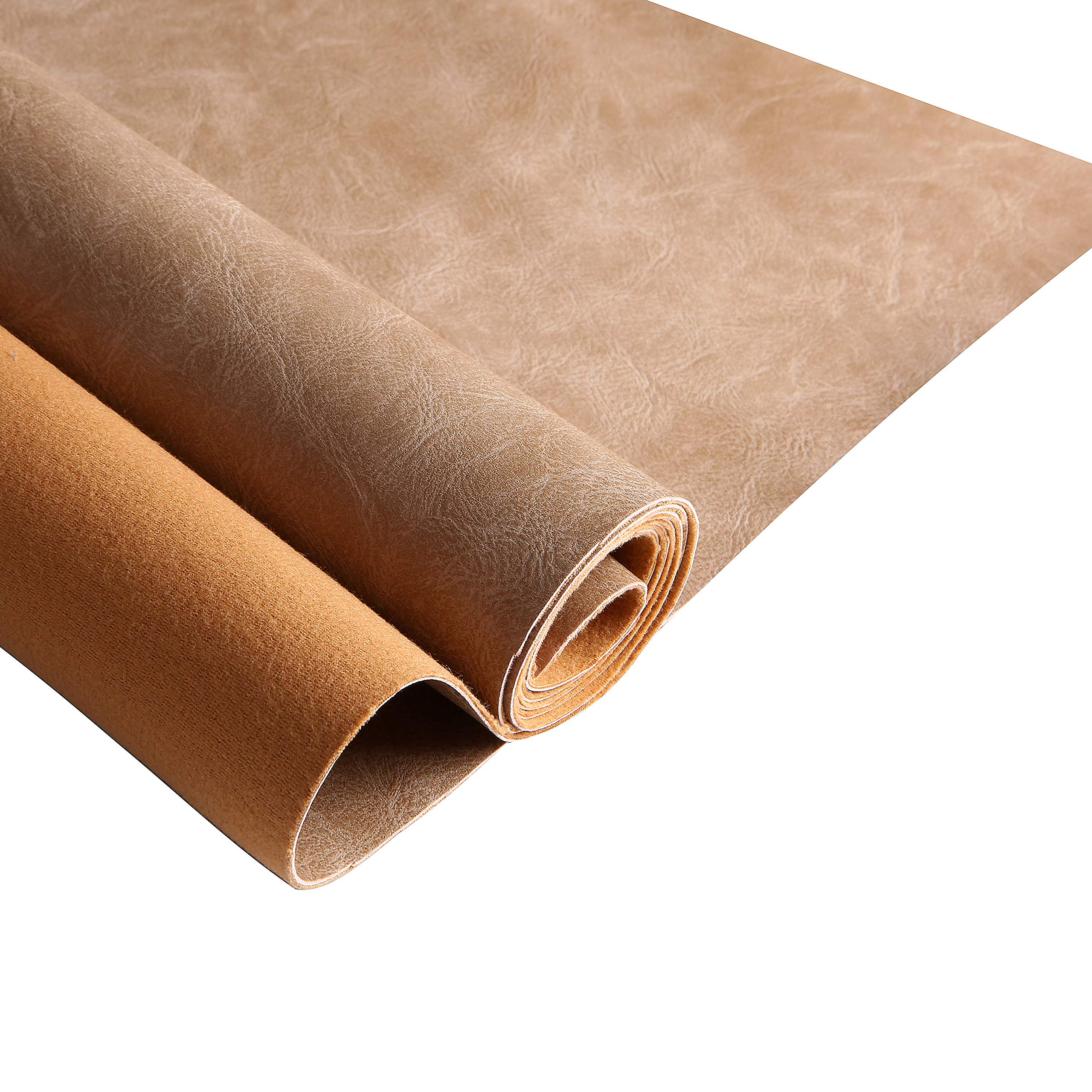 Premium Faux Leather Upholstery Fabric 1.2mm Thickness，Waterproof Upholstery Leather Distressed Bark Fabric(Nude,Pre-Cut 36"x54")
