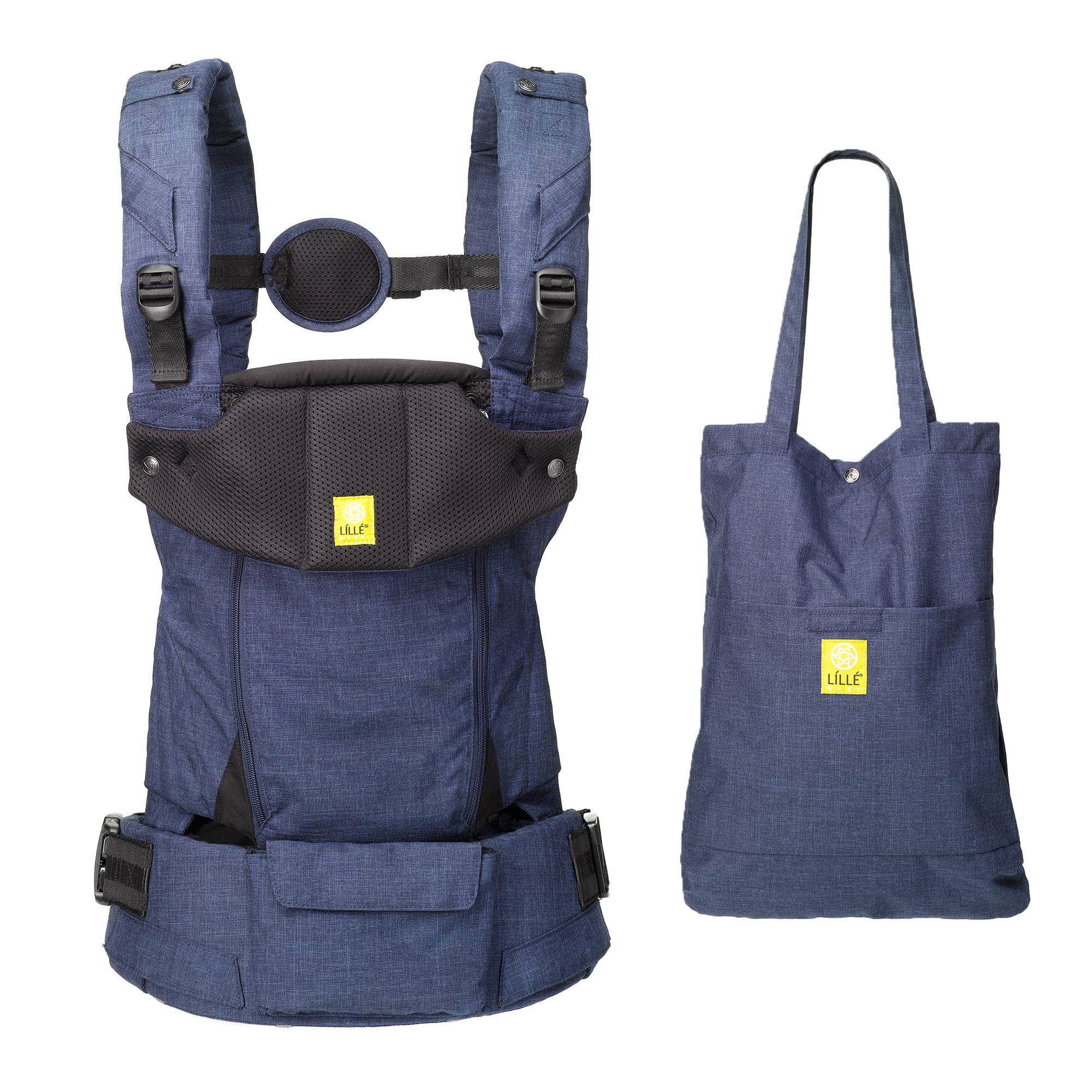 LÍLLÉbaby Serenity All Seasons - Five-Position Cotton Ergonomic Baby & Child Carrier with Convertible Tote - Indigo